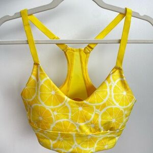 Wildfox yellow Lemon Print Sports Bra S NWOT